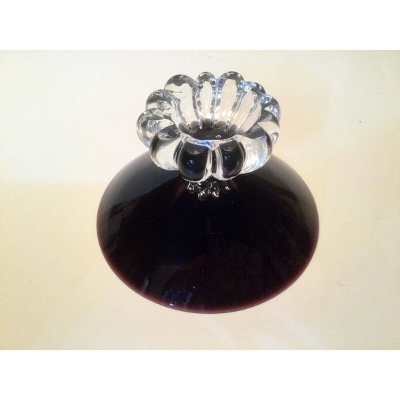 Art Glass Compote Candy Dish Trinket Clear Hand Blown Bubble Glass Base Flawless - Picture 4 of 5